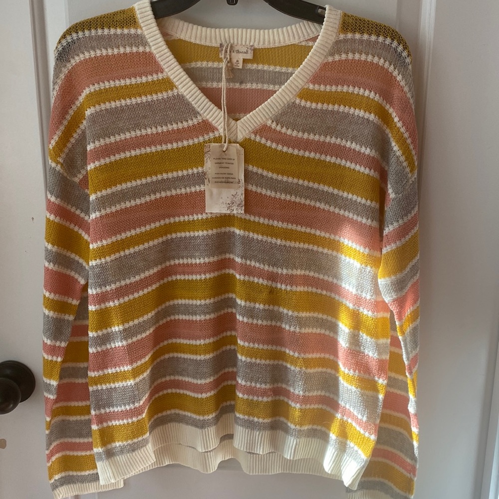 BNWT Hem & Thread Lightweight Sheer Striped Sweater